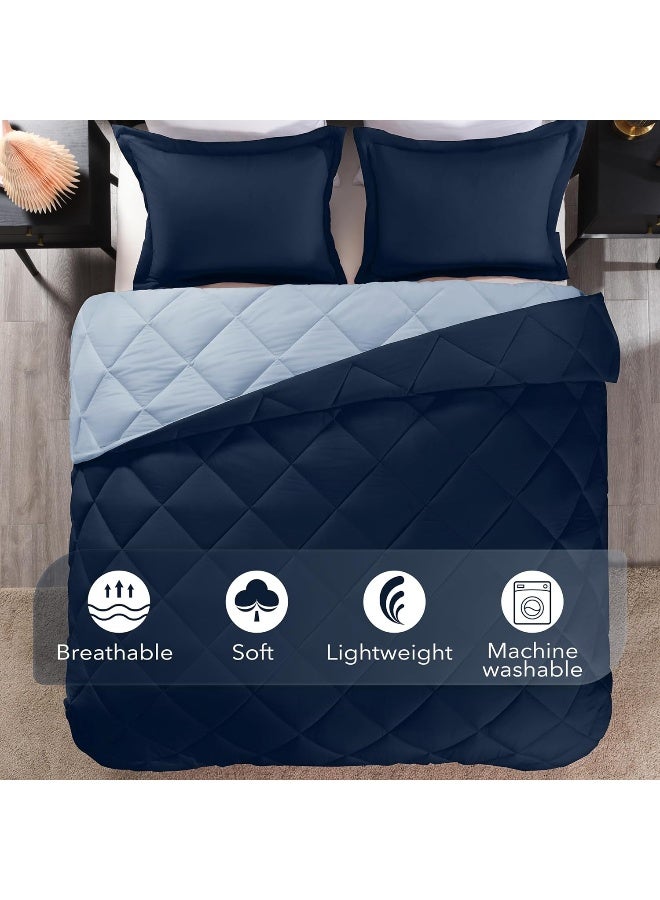 downluxe Twin Comforter Set Blue and Sapphire Twin Comforter Soft Bedding Sets for All Seasons 2 Pieces 1 Comforter 66x92 and 1 Pillow Sham20x26 - Image 3