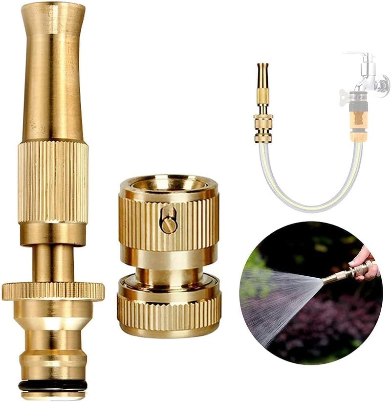 WELLUCK Heavy Duty Brass Water Spray Nozzle for 1/2" Hose Pipe, Bike Washing Spray Gun Machine, Water Pressure Gun for Car Wash, Water Gun - High Pressure Water Spray Gun (Multicoloured, Brass Nozzle) - Image 1