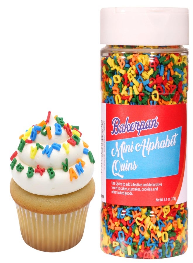 Bakerpan Quins Alphabet Sprinkles for Cake Decorating - 6.1 Ounces - ABC Edible Confetti Sprinkles for Cupcakes, Ice Cream, Cookies, Cakes - Image 1