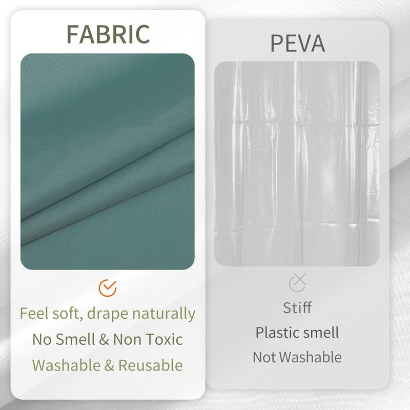 ALYVIA SPRING Teal Fabric Shower Curtain Liner Waterproof - Soft & Light-Weight Cloth Shower Liner with 3 Magnets, Hotel Quality & Machine Washable - Standard Size 72x72, Sea Teal - Image 4