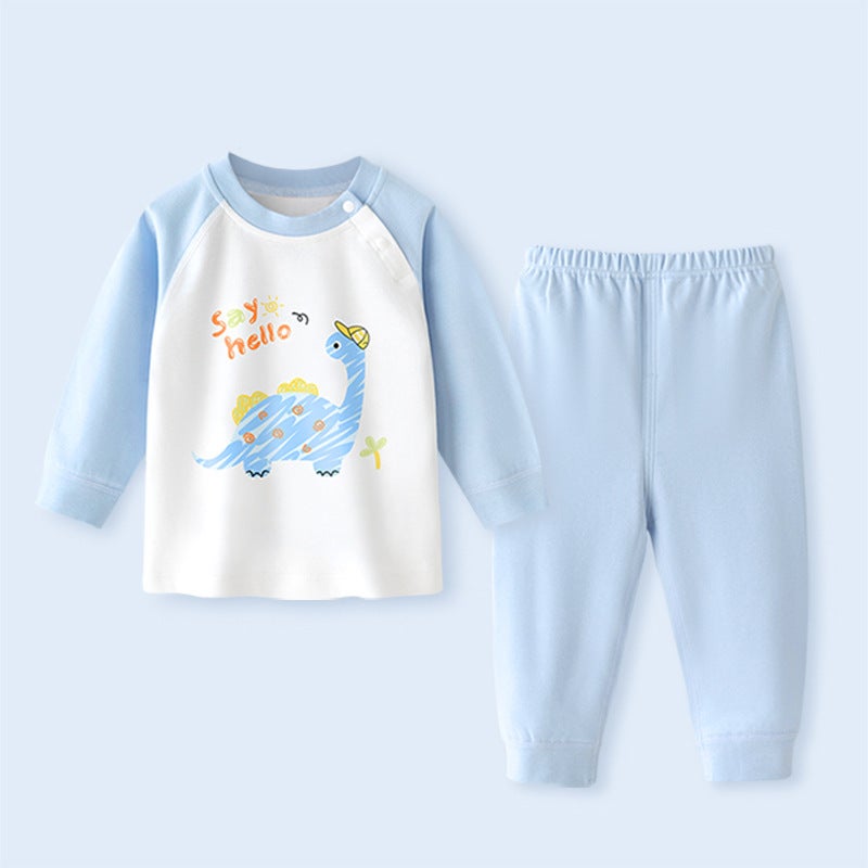 Children''s Autumn Clothes Long Trousers Cotton suit Baby Split Long Sleeve Clothes Baby Warm Base Spring and Autumn Cartoon Children''s Clothing - Image 1