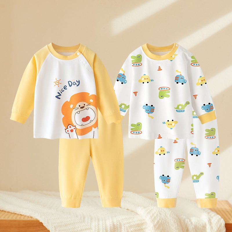 Children''s Autumn Clothes Long Trousers Cotton suit Baby Split Long Sleeve Clothes Baby Warm Base Spring and Autumn Cartoon Children''s Clothing - Image 2