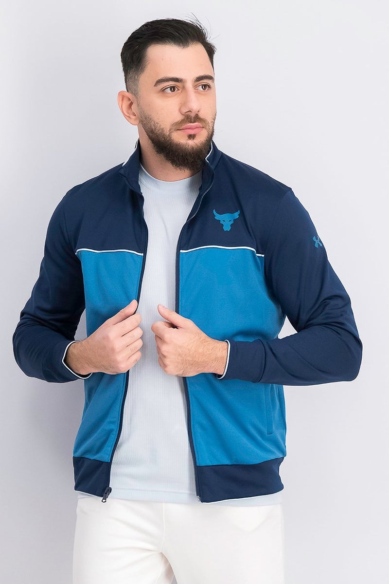 UNDER ARMOUR Men Project Rock Knit Track Jacket, Navy Combo - Image 1