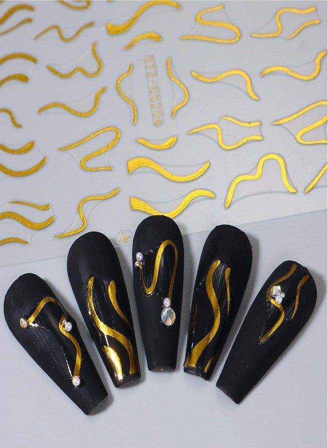 TailaiMei 6 Sheets Golden Line Nail Stickers, 3D Design Self-Adhesive Nail Art Decals for DIY Nail Decorations (502) - Image 5