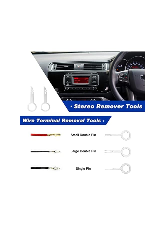 PROMASS promass Car Audio Removal Kit, Auto Clamp Fastener Terminal Removal Kit Plastic Pry Tool Kit for Car Panels/Dashboards/Doors/Audio/Radio/Stereo, 19 Pieces Comes with Storage Bag (Blue)  - Image 4