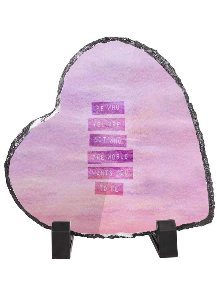 Service Zone Printed Heart Shape Marble Photo Frame for Table Top Be Who You Are Not Who The World Wants You To Be 