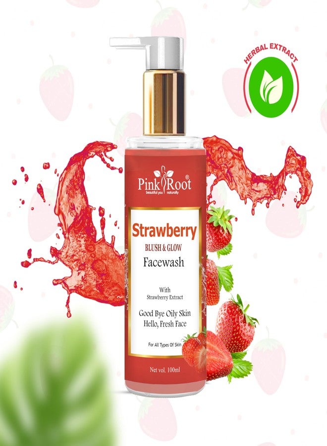 PINK ROOT Strawberry Facewash Oil Control Gel - Deep Pore Cleansing For Smooth Skin, Helps Remove Blackheads & Reduce Acne Breakout - Daily Cleaner & Moisturizer For Men & Women (Strawberry 100ml) - Image 4