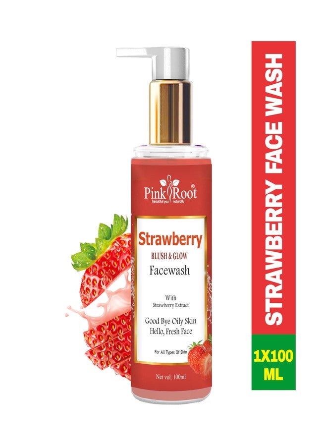 PINK ROOT Strawberry Facewash Oil Control Gel - Deep Pore Cleansing For Smooth Skin, Helps Remove Blackheads & Reduce Acne Breakout - Daily Cleaner & Moisturizer For Men & Women (Strawberry 100ml) - Image 2
