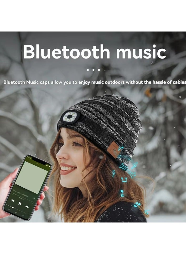 musIc New LED Lighting Bluetooth 5.4 Headphones Music Knitted Hat - Image 1