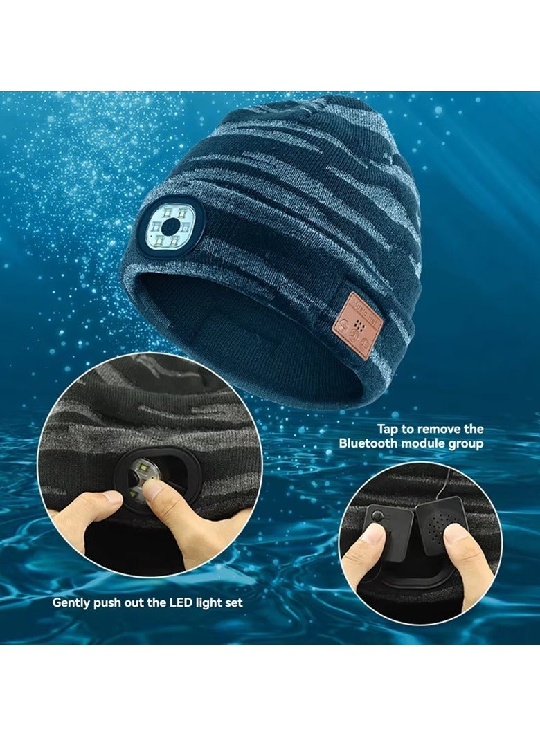 musIc New LED Lighting Bluetooth 5.4 Headphones Music Knitted Hat - Image 4