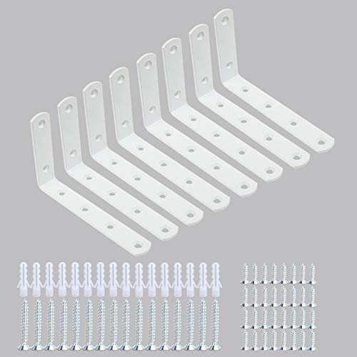 WINKER Corner Brace 16Pcs Shelf Bracket Heavy Duty White Steel L WINKER Corner Brace, Decorative Joint Angle Bracket for Shelf 5 InchX3 Inch Shelves Wall Hanging Bracket with Screws(16PCS)) - Image 1