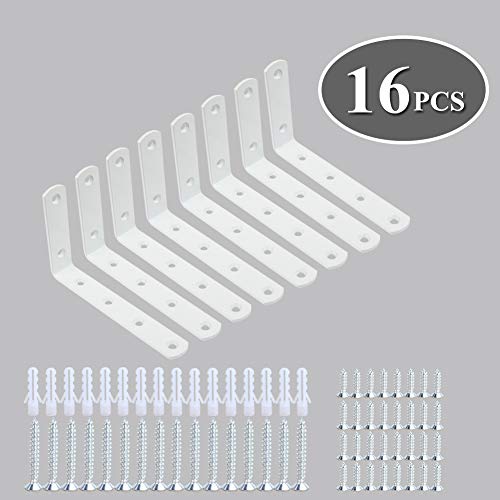 WINKER Corner Brace 16Pcs Shelf Bracket Heavy Duty White Steel L WINKER Corner Brace, Decorative Joint Angle Bracket for Shelf 5 InchX3 Inch Shelves Wall Hanging Bracket with Screws(16PCS)) - Image 2