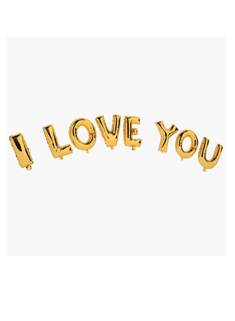 Golden I Love You Foil Aluminum Balloons| Gift for Valentine  - Image 1