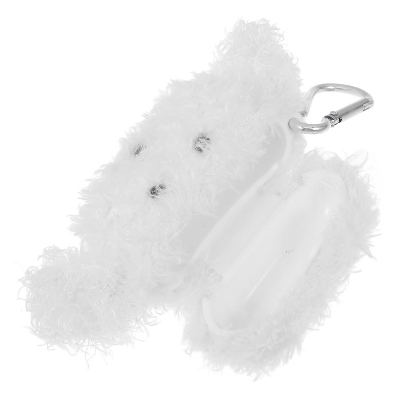 White Plush Dog Earbuds Case Cover Wear Resistant Protective Sleeve Portable Holder for Travel - Image 2