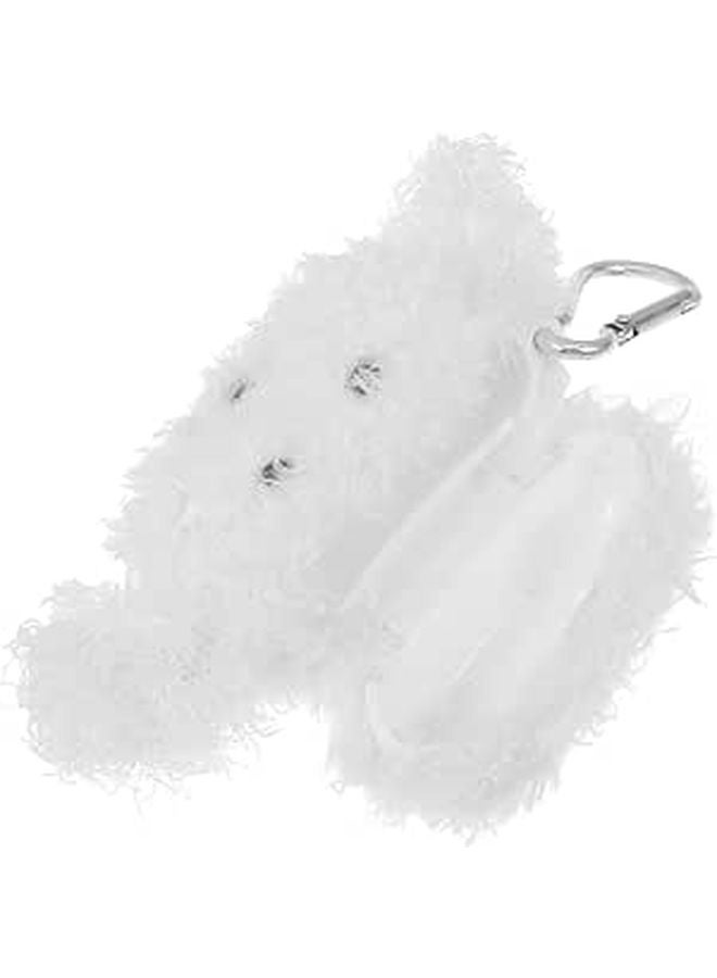 White Plush Dog Earbuds Case Cover Wear Resistant Protective Sleeve Portable Holder for Travel - Image 1