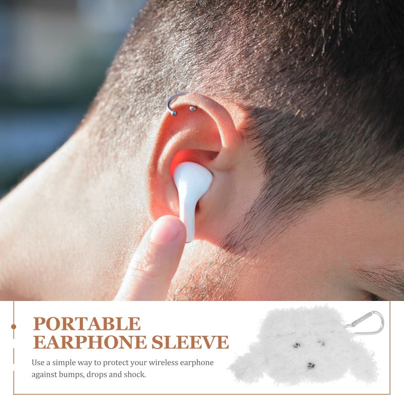 White Plush Dog Earbuds Case Cover Wear Resistant Protective Sleeve Portable Holder for Travel - Image 4