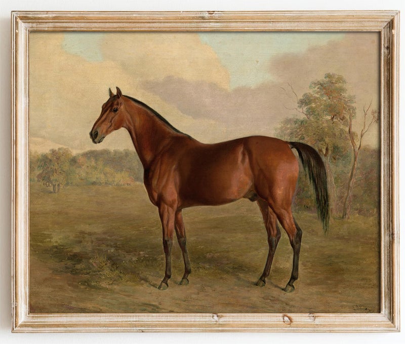 Kizbok Vintage Horse Wall Art Prints  Farmhouse Farmhouse Wall Decor Vintage Western Canvas Prints Antique Horse Oil Painting  Rustic Country Art Pictures for Bedroom  Farmhouse Decor for Bathroom Home(8"" x 10""-UNFRAMED) - Image 1