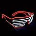 PINFOX Light Up Shutter Neon Rave Flashing Glasses El Wire LED Sunglasses Glow Costumes For Party 80s EDM RB03 Red White - Image 3