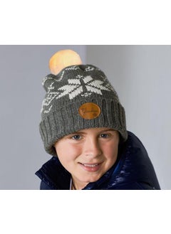 Kids Hat With Glowing Pom Pom, Grey