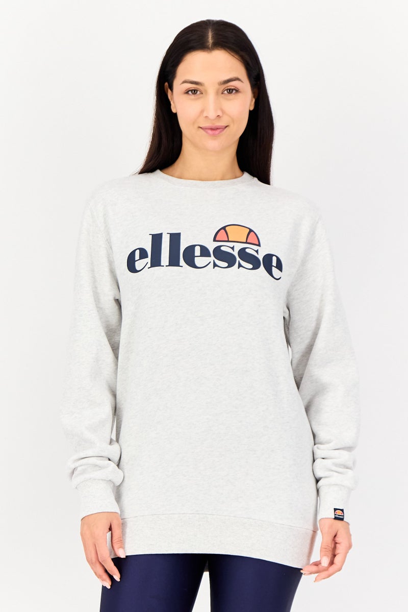 Ellesse Women Sportswear Fit Long Sleeve Brand Logo Outdoor Sweatshirt, Light Grey - Image 1