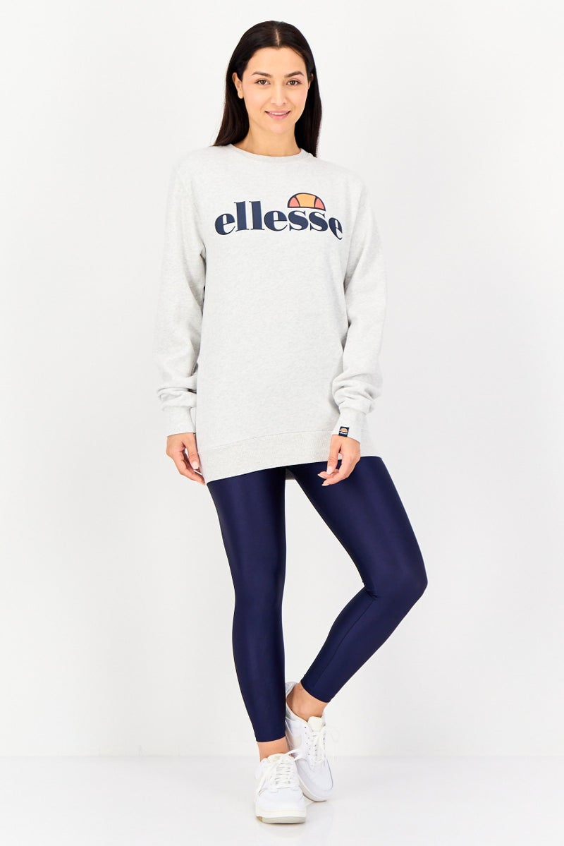 Ellesse Women Sportswear Fit Long Sleeve Brand Logo Outdoor Sweatshirt, Light Grey - Image 3