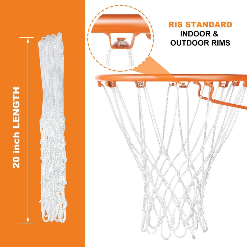Hsei Heavy Duty Basketball Net Replacement All Weather Basketball Net Fits Standard Indoor or Outdoor, 12 Loop (White) - Image 2