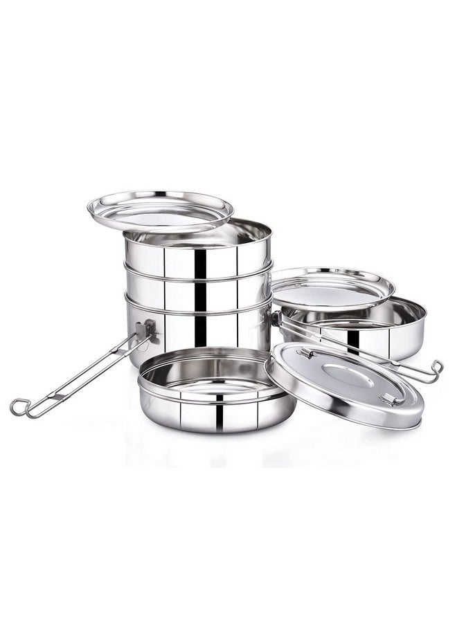 Expresso - Stainless Steel Food Grade Lunch Box | Traditional Tiffin Carrier/Container for School/Office, Dia 20.5cm | 5 Tier - Image 2