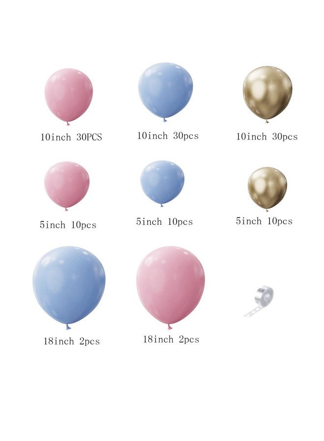 BALONAR Diy 135Pcs Gender Reveal Balloon Garland Kits Chrome Metallic Latex Balloons 18/10/5Inch Pearl Balloons For Birthday Party Celebration Wedding Gender Reveal He Or She Boy Or Girl (Pink Blue Gold)  - Image 3
