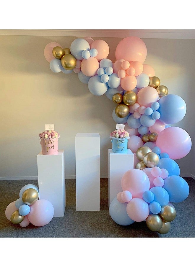 BALONAR Diy 135Pcs Gender Reveal Balloon Garland Kits Chrome Metallic Latex Balloons 18/10/5Inch Pearl Balloons For Birthday Party Celebration Wedding Gender Reveal He Or She Boy Or Girl (Pink Blue Gold)  - Image 2