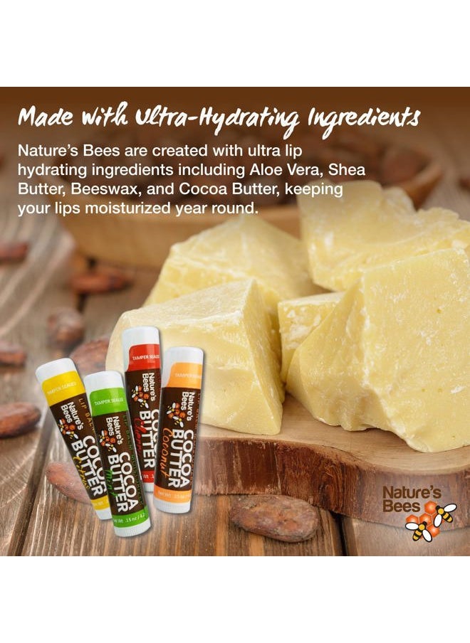 Nature's Bees - Cocoa Butter Lip Balm, Lip Care for Dry Lips, Made with Coconut Oil, Beeswax, Vitamin E, Aloe, and Shea Butter, 0.15 oz Each, 4 Flavors, Citrus, Coconut, Cherry, and Mint, 24 Pack - Image 1