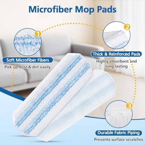 Caehomly 10 Pack H2prO Mop Pads Compatible with O Ceda H2PrO Flat Mo p System, 100% Microfiber Mop Head Replacements, Washable and Reusable, White - Image 3