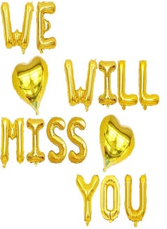 We Will Miss You Balloons, Gold Mylar Farewell Party Sign, Going Away / Job Change / Travel / Retirement / Graduation Party Supplies