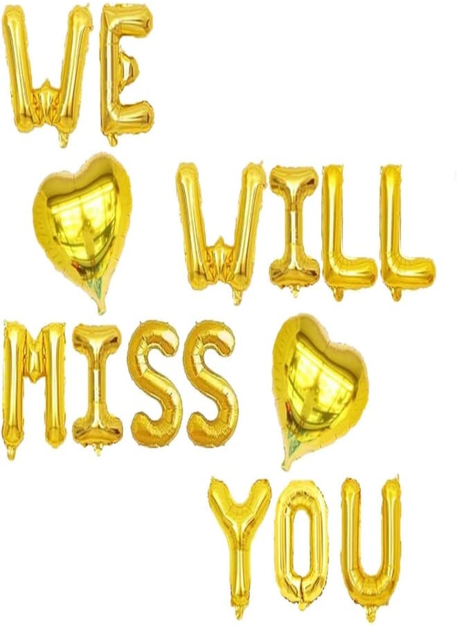 Generic - We Will Miss You Balloons, Gold Mylar Farewell Party Sign, Going Away / Job Change / Travel / Retirement / Graduation Party Supplies - Image 1