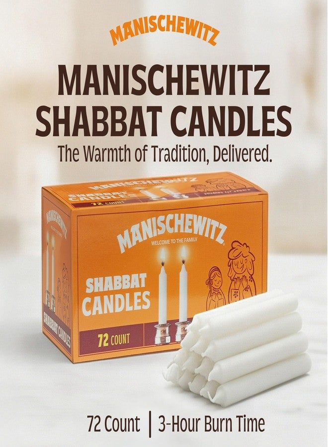 Manischewitz Shabbat Candles 72 Count | Burns for 3 Hours, Fits Standard Candlestick Holders, Perfect for Shabbos and Holidays - Image 2