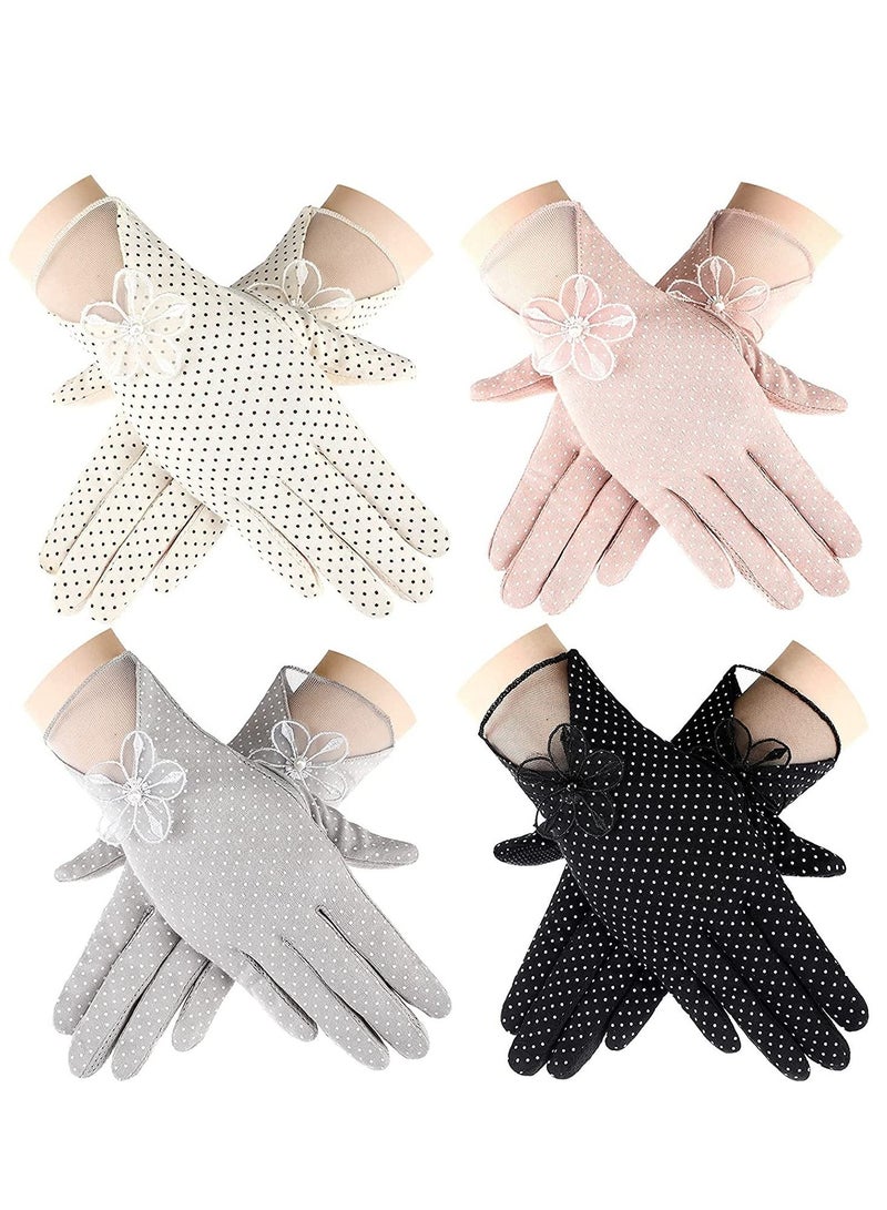 4 Pairs Women Sun Protective Gloves Summer UV Protection Sunblock Gloves Touch Screen Gloves For Women Girls  - Image 1
