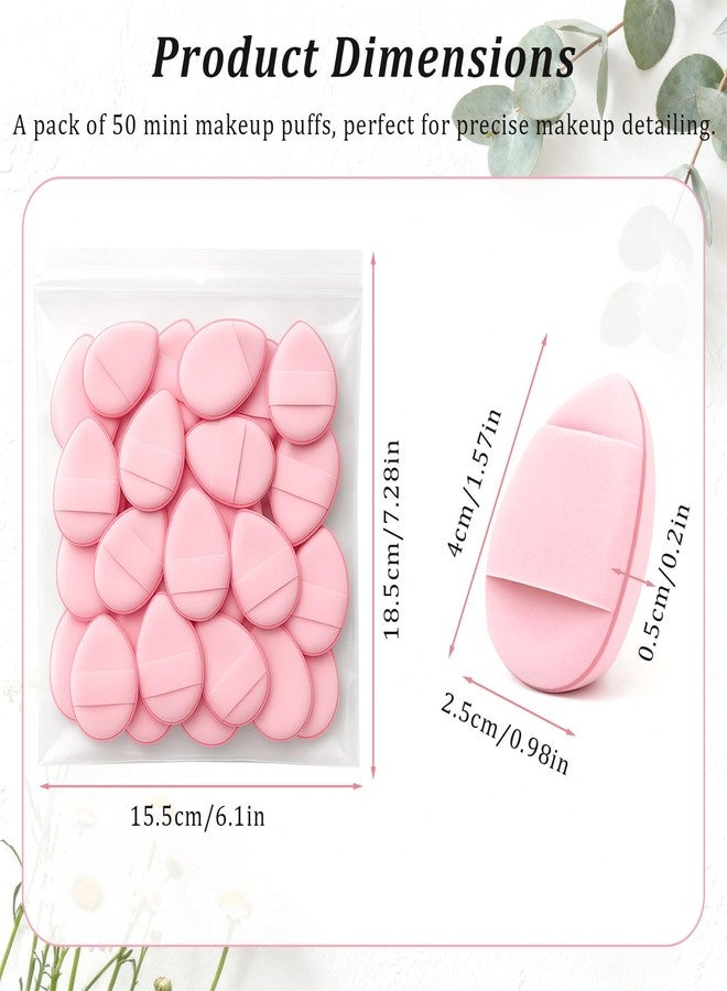 Brvlsoc 50PCS Mini Triangle Makeup Puffs – Soft Finger Sponge Set for Foundation, Powder & Concealer, Reusable Cosmetic Puffs (Pink) - Image 2