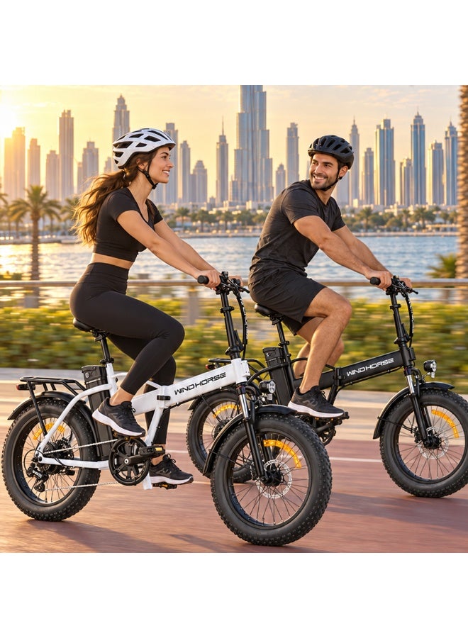 حصان الريح دراجة كهربائية قابلة للطي من W4A بمحرك 720 واط، وبطارية قابلة للإزالة بجهد 48 فولت وسعة 15.6 أمبير/ساعة، وسرعة قصوى تبلغ 40 كم/ساعة، ومدى يصل إلى 60-80 كم، وإطارات مقاس 20 بوصة، ونظام تعليق مزدوج، وناقل حركة شيمانو بـ 7 سرعات، وإطار من سبائك الكربون، وشاشة رقمية — دراجة كهربائية مخصصة للتنقل داخل المدينة والركوب في الهواء الطلق - Image 3