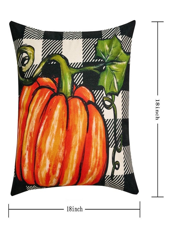 Hongsome Fall Throw Pillow Covers 18x18in set of 4,Pumpkin Linen Pillow Case for Thanksgiving Couch Autumn Holiday Outdoor Burnt Orange Blue White Decorations - Image 2