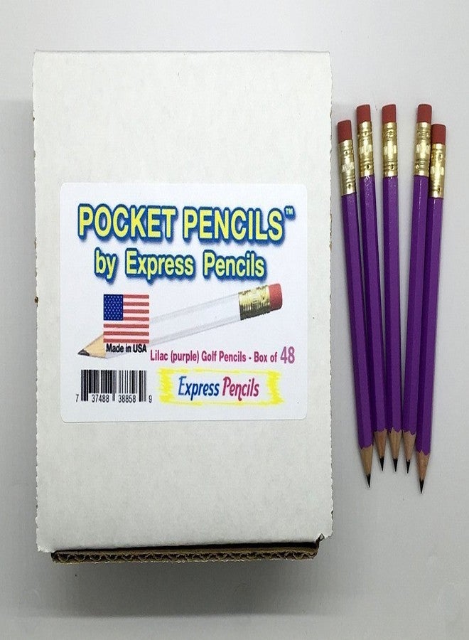 Express Pencils Half Pencils with Eraser - Golf, Classroom, Pew, Short, Mini - Hexagon, Sharpened, Non Toxic, #2 Pencil, Color - Lilac (Box of 48) Purple Golf Pocket Pencils ™ - Image 5