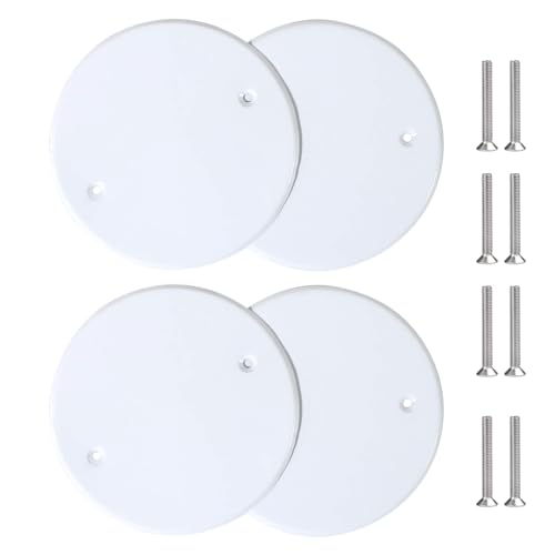 Bueyfolt 5 Inch White Metal Ceiling BlankUp Cover Cover Plate for 4 Inch RoundOctagon Box Openings on Ceilings or Walls Holes are Spaced 35 Inches Mounting Screws Included 4 Pack