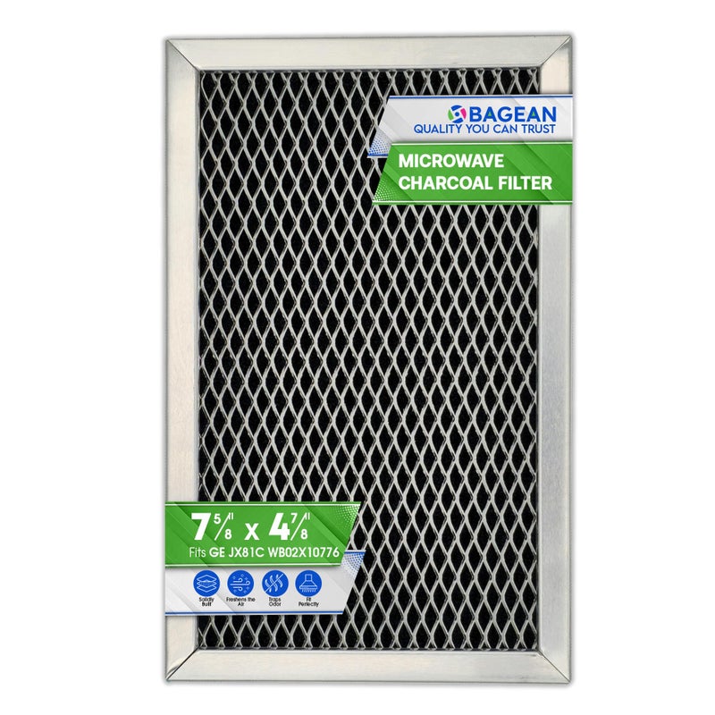Bagean Microwave Filter Replacement 7.68"" X 4.85"" Jx81C Wb02X10776 Ge Microwave Charcoal Filter - Also Fits Lg Kenmore Carbon Filter - Freshens And Filters Kitchen Air In Over The Range Oven Vent Fan - Image 1