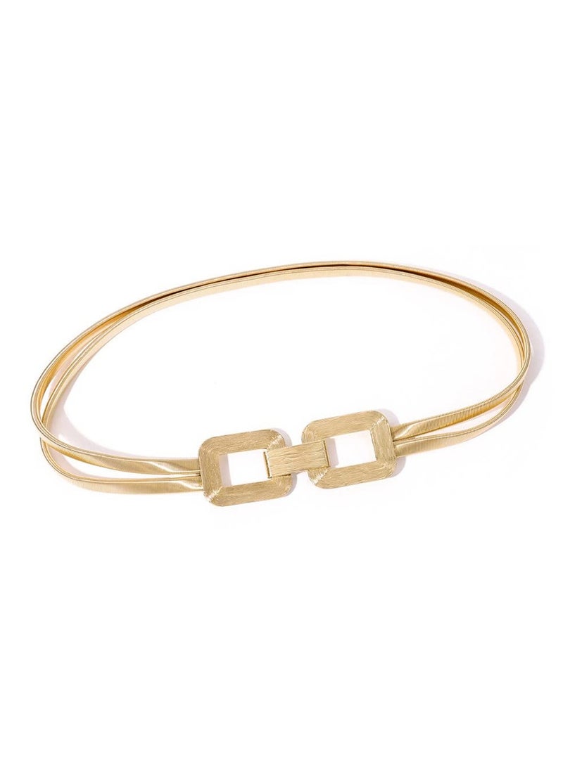 KASTWAVE Metal Waist Belt Gold Skinny Metal Waist Chain Elastic Dress Belt Buckle Waistband Jewelry for Dress Jeans Formal - Image 1