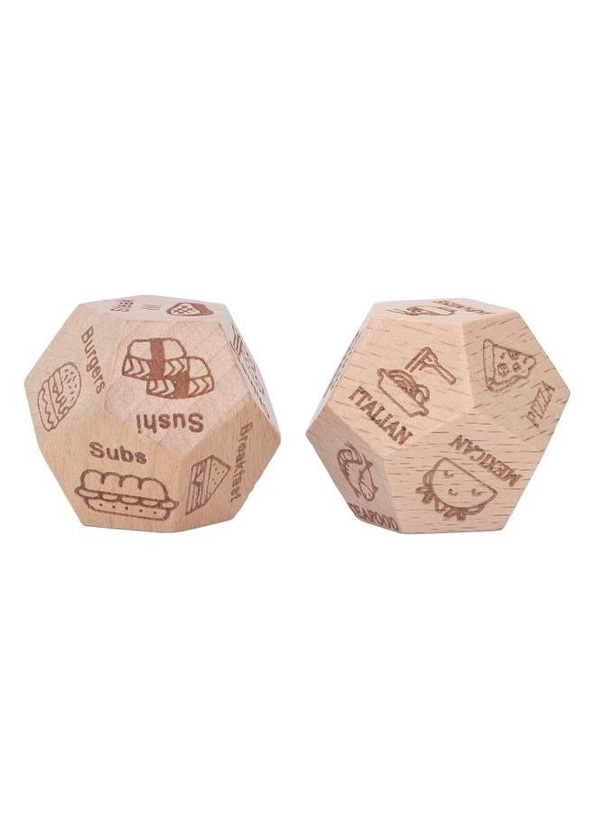 NIBEMINENT - Food Decision Dice 12 Sides Various Patterns Wooden for Couples Date Night - Image 1