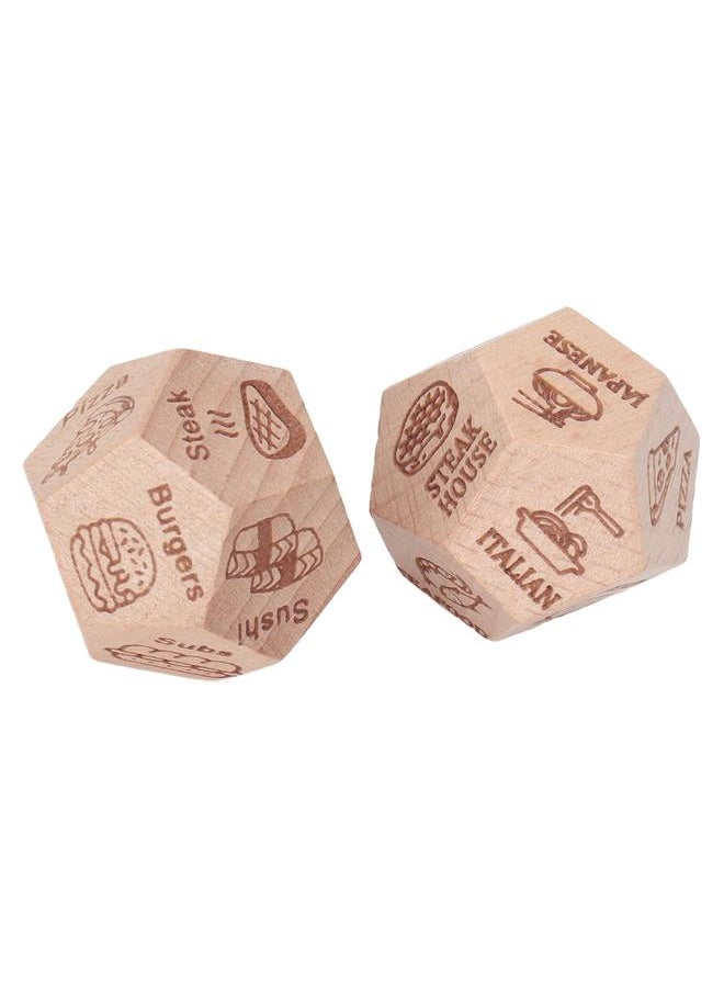 NIBEMINENT - Food Decision Dice 12 Sides Various Patterns Wooden for Couples Date Night - Image 1