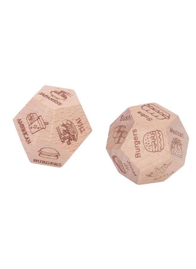 NIBEMINENT - Food Decision Dice 12 Sides Various Patterns Wooden for Couples Date Night - Image 1