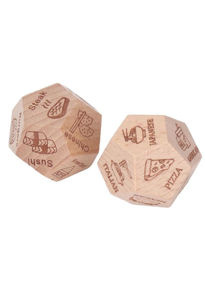 NIBEMINENT - Food Decision Dice 12 Sides Various Patterns Wooden for Couples Date Night - Image 1