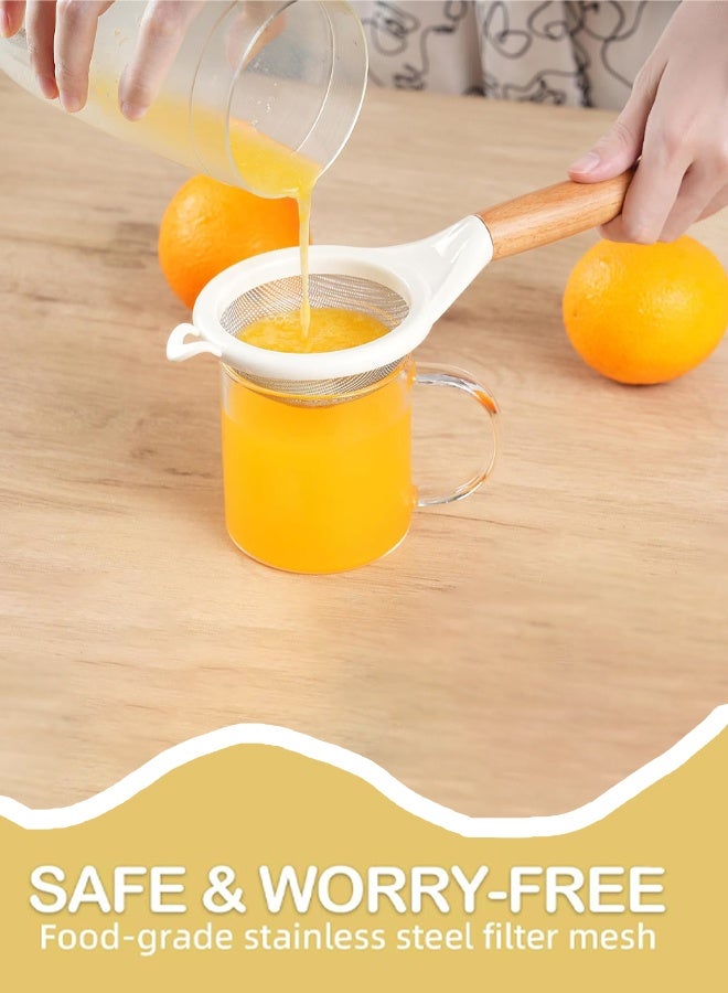 CMGTYYD. مصافي شبكية دقيقة، مصافي مطبخ شبكية دقيقة صغيرة مع مقبض خشبي، مصافي من الفولاذ المقاوم للصدأ لمصفاة الدقيق والكينوا والشاي والعصير والسكر - Image 2