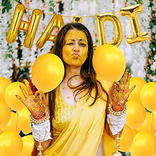 Zyozique Haldi Ceremony Decoration,Haldi Ceremony Decoration Kit,1 Set Haldi Foil Balloon And 25 Yellow Balloon Combo Bachelorette Bridal Shower Party (Pack of 26) - Image 4