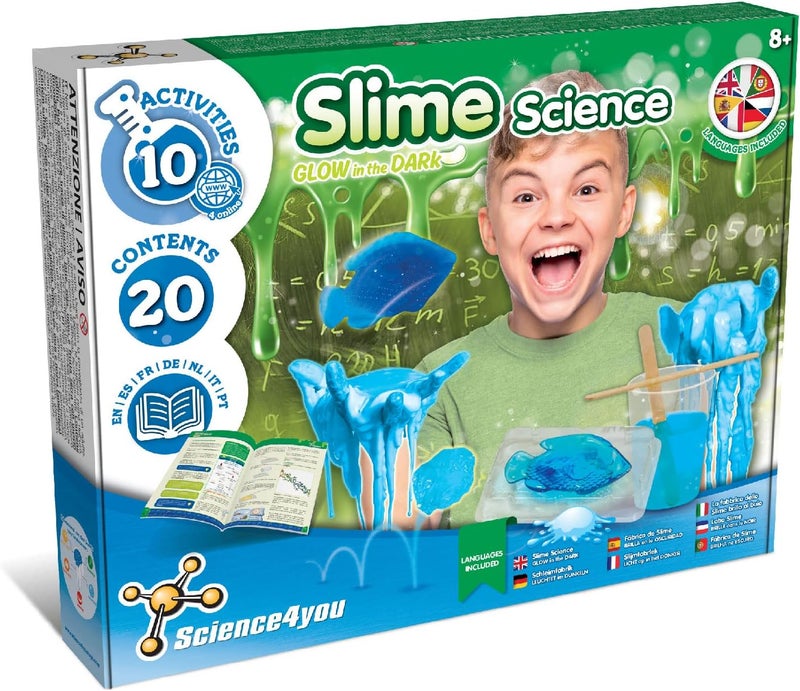 ساينس 4 يو مجموعة Science4you لصنع السلايم بنفسك، سلايم متوهج في الظلام، مختبر كيمياء، ألعاب للأطفال، هدية للأولاد والبنات من عمر 8 سنوات فما فوق - Image 1