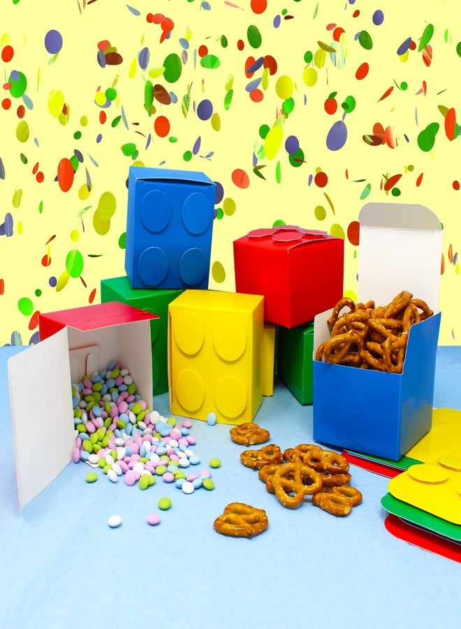 SNACKTERY Brick Party Favor Boxes - Building Block Party Supplies - 12 Cardboard Brick Paper Box - Colored Block Gift Goodie Candy Treat Box/Party box for Block Themed Birthday Party/ Baby Shower Block party - Image 3